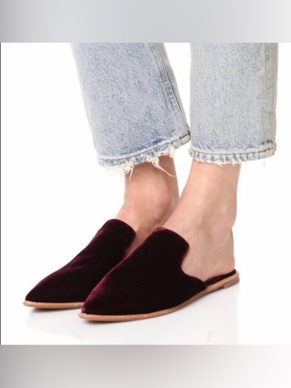 Madewell Gemma Velvet Pointed-Toe Slip-On Mule in Burgundy Size 7 - C76-016